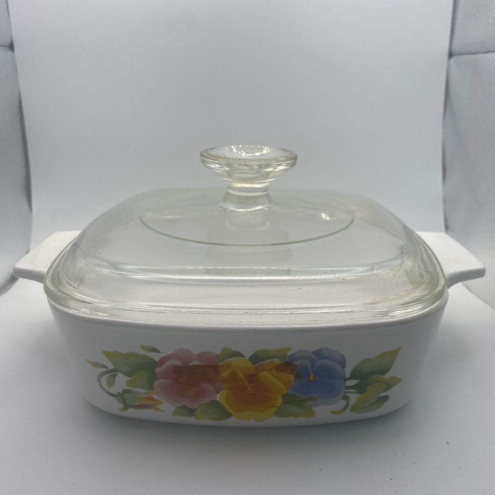 Corning Ware Summer Blush Pansy A1B  1 Quart Dish With Lid